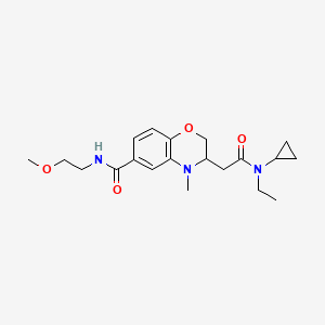 molecular formula C20H29N3O4 B5463829 3-{2-[cyclopropyl(ethyl)amino]-2-oxoethyl}-N-(2-methoxyethyl)-4-methyl-3,4-dihydro-2H-1,4-benzoxazine-6-carboxamide 