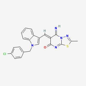 molecular formula C22H16ClN5OS B5463843 6-{[1-(4-chlorobenzyl)-1H-indol-3-yl]methylene}-5-imino-2-methyl-5,6-dihydro-7H-[1,3,4]thiadiazolo[3,2-a]pyrimidin-7-one 