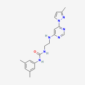 molecular formula C19H23N7O B5463844 N-(3,5-dimethylphenyl)-N'-(2-{[6-(3-methyl-1H-pyrazol-1-yl)-4-pyrimidinyl]amino}ethyl)urea 