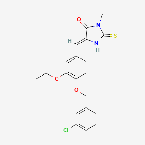 molecular formula C20H19ClN2O3S B5463888 5-{4-[(3-chlorobenzyl)oxy]-3-ethoxybenzylidene}-3-methyl-2-thioxo-4-imidazolidinone 