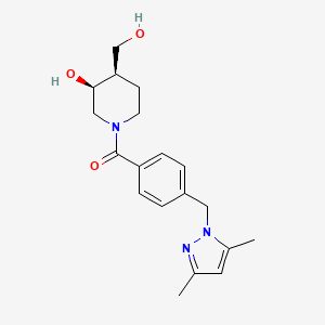 molecular formula C19H25N3O3 B5463937 (3S*,4R*)-1-{4-[(3,5-dimethyl-1H-pyrazol-1-yl)methyl]benzoyl}-4-(hydroxymethyl)-3-piperidinol 