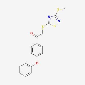 molecular formula C17H14N2O2S3 B5463949 2-{[3-(methylthio)-1,2,4-thiadiazol-5-yl]thio}-1-(4-phenoxyphenyl)ethanone 