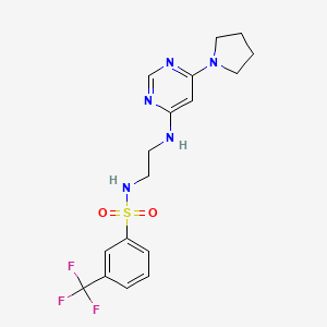 molecular formula C17H20F3N5O2S B5463958 N-(2-{[6-(1-pyrrolidinyl)-4-pyrimidinyl]amino}ethyl)-3-(trifluoromethyl)benzenesulfonamide 