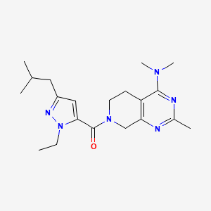 molecular formula C20H30N6O B5463976 7-[(1-ethyl-3-isobutyl-1H-pyrazol-5-yl)carbonyl]-N,N,2-trimethyl-5,6,7,8-tetrahydropyrido[3,4-d]pyrimidin-4-amine 