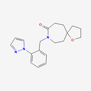 molecular formula C19H23N3O2 B5463996 8-[2-(1H-pyrazol-1-yl)benzyl]-1-oxa-8-azaspiro[4.6]undecan-9-one 