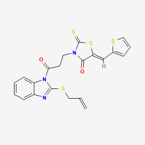 molecular formula C21H17N3O2S4 B5464005 3-{3-[2-(allylthio)-1H-benzimidazol-1-yl]-3-oxopropyl}-5-(2-thienylmethylene)-2-thioxo-1,3-thiazolidin-4-one 