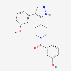 molecular formula C22H23N3O3 B5464021 3-({4-[4-(3-methoxyphenyl)-1H-pyrazol-5-yl]piperidin-1-yl}carbonyl)phenol 