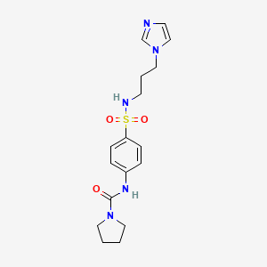 molecular formula C17H23N5O3S B5464069 N-[4-({[3-(1H-imidazol-1-yl)propyl]amino}sulfonyl)phenyl]-1-pyrrolidinecarboxamide 