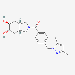 molecular formula C21H27N3O3 B5464090 (3aR*,5S*,6S*,7aS*)-2-{4-[(3,5-dimethyl-1H-pyrazol-1-yl)methyl]benzoyl}octahydro-1H-isoindole-5,6-diol 