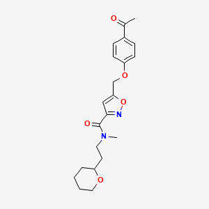 molecular formula C21H26N2O5 B5464177 5-[(4-acetylphenoxy)methyl]-N-methyl-N-[2-(tetrahydro-2H-pyran-2-yl)ethyl]-3-isoxazolecarboxamide 