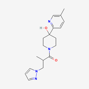 molecular formula C18H24N4O2 B5464187 1-[2-methyl-3-(1H-pyrazol-1-yl)propanoyl]-4-(5-methylpyridin-2-yl)piperidin-4-ol 