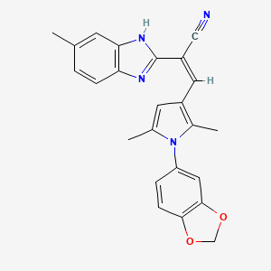 molecular formula C24H20N4O2 B5464252 3-[1-(1,3-benzodioxol-5-yl)-2,5-dimethyl-1H-pyrrol-3-yl]-2-(5-methyl-1H-benzimidazol-2-yl)acrylonitrile 