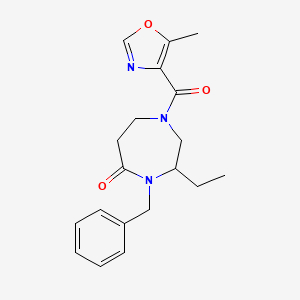 molecular formula C19H23N3O3 B5464261 4-benzyl-3-ethyl-1-[(5-methyl-1,3-oxazol-4-yl)carbonyl]-1,4-diazepan-5-one 