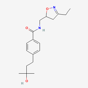 molecular formula C18H26N2O3 B5464384 N-[(3-ethyl-4,5-dihydro-5-isoxazolyl)methyl]-4-(3-hydroxy-3-methylbutyl)benzamide 