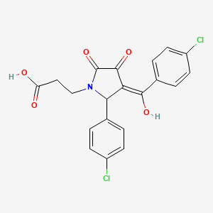 molecular formula C20H15Cl2NO5 B5464391 3-[3-(4-chlorobenzoyl)-2-(4-chlorophenyl)-4-hydroxy-5-oxo-2,5-dihydro-1H-pyrrol-1-yl]propanoic acid 