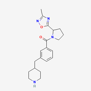 molecular formula C20H26N4O2 B5464409 4-(3-{[2-(3-methyl-1,2,4-oxadiazol-5-yl)-1-pyrrolidinyl]carbonyl}benzyl)piperidine hydrochloride 