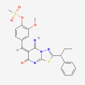 4-{[5-imino-7-oxo-2-(1-phenylpropyl)-5H-[1,3,4]thiadiazolo[3,2-a]pyrimidin-6(7H)-ylidene]methyl}-2-methoxyphenyl methanesulfonate