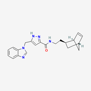 molecular formula C21H23N5O B5465346 5-(1H-benzimidazol-1-ylmethyl)-N-{2-[(1S*,2S*,4S*)-bicyclo[2.2.1]hept-5-en-2-yl]ethyl}-1H-pyrazole-3-carboxamide 