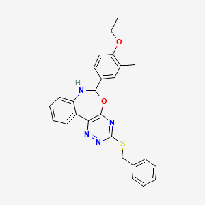 molecular formula C26H24N4O2S B5465749 3-(benzylthio)-6-(4-ethoxy-3-methylphenyl)-6,7-dihydro[1,2,4]triazino[5,6-d][3,1]benzoxazepine 