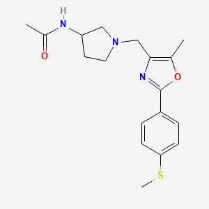 molecular formula C18H23N3O2S B5465753 N-[1-({5-methyl-2-[4-(methylthio)phenyl]-1,3-oxazol-4-yl}methyl)pyrrolidin-3-yl]acetamide 