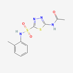 molecular formula C11H12N4O3S2 B5465808 N-(5-{[(2-methylphenyl)amino]sulfonyl}-1,3,4-thiadiazol-2-yl)acetamide 