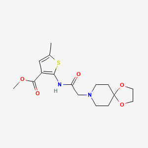 molecular formula C16H22N2O5S B5465988 methyl 2-[(1,4-dioxa-8-azaspiro[4.5]dec-8-ylacetyl)amino]-5-methyl-3-thiophenecarboxylate 