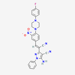 5-amino-3-[(Z)-1-cyano-2-[4-[4-(4-fluorophenyl)piperazin-1-yl]-3-nitrophenyl]ethenyl]-1-phenylpyrazole-4-carbonitrile