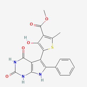 METHYL 5-{2,4-DIOXO-6-PHENYL-1H,2H,3H,4H,7H-PYRROLO[2,3-D]PYRIMIDIN-5-YL}-4-HYDROXY-2-METHYLTHIOPHENE-3-CARBOXYLATE