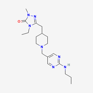 molecular formula C19H31N7O B5466393 4-ethyl-2-methyl-5-[(1-{[2-(propylamino)pyrimidin-5-yl]methyl}piperidin-4-yl)methyl]-2,4-dihydro-3H-1,2,4-triazol-3-one 