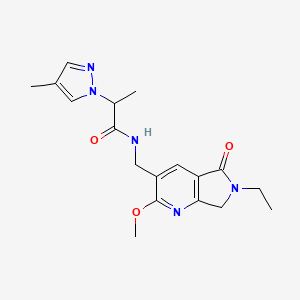 N-[(6-ethyl-2-methoxy-5-oxo-6,7-dihydro-5H-pyrrolo[3,4-b]pyridin-3-yl)methyl]-2-(4-methyl-1H-pyrazol-1-yl)propanamide