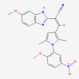 molecular formula C24H21N5O4 B5466545 (Z)-2-(6-methoxy-1H-benzimidazol-2-yl)-3-[1-(2-methoxy-5-nitrophenyl)-2,5-dimethylpyrrol-3-yl]prop-2-enenitrile 