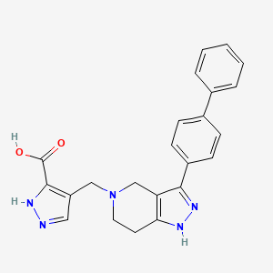 molecular formula C23H21N5O2 B5466556 4-[(3-biphenyl-4-yl-1,4,6,7-tetrahydro-5H-pyrazolo[4,3-c]pyridin-5-yl)methyl]-1H-pyrazole-3-carboxylic acid 