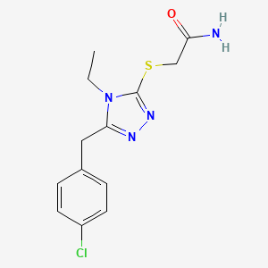 molecular formula C13H15ClN4OS B5466646 2-{[5-(4-chlorobenzyl)-4-ethyl-4H-1,2,4-triazol-3-yl]sulfanyl}acetamide 