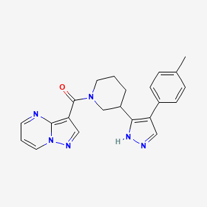 molecular formula C22H22N6O B5466666 3-({3-[4-(4-methylphenyl)-1H-pyrazol-5-yl]piperidin-1-yl}carbonyl)pyrazolo[1,5-a]pyrimidine 