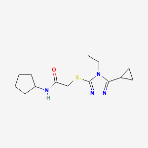 molecular formula C14H22N4OS B5466709 N-cyclopentyl-2-[(5-cyclopropyl-4-ethyl-4H-1,2,4-triazol-3-yl)sulfanyl]acetamide 