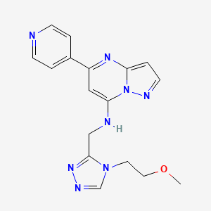 molecular formula C17H18N8O B5466712 N-{[4-(2-methoxyethyl)-4H-1,2,4-triazol-3-yl]methyl}-5-(4-pyridinyl)pyrazolo[1,5-a]pyrimidin-7-amine 