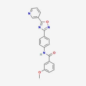 molecular formula C21H16N4O3 B5466750 3-methoxy-N-{4-[5-(3-pyridinyl)-1,2,4-oxadiazol-3-yl]phenyl}benzamide 