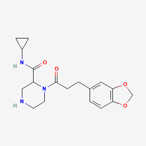 1-[3-(1,3-benzodioxol-5-yl)propanoyl]-N-cyclopropyl-2-piperazinecarboxamide