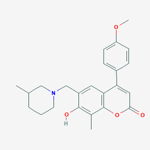 7-hydroxy-4-(4-methoxyphenyl)-8-methyl-6-[(3-methyl-1-piperidinyl)methyl]-2H-chromen-2-one