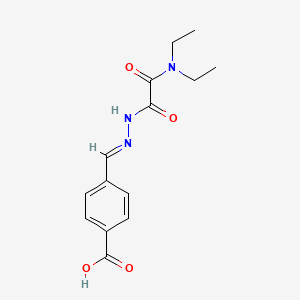 molecular formula C14H17N3O4 B5467009 4-{2-[(diethylamino)(oxo)acetyl]carbonohydrazonoyl}benzoic acid 