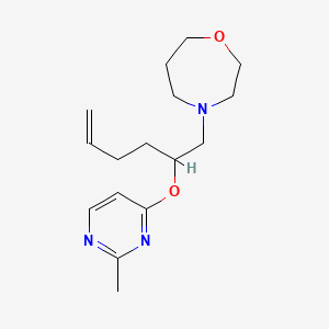 molecular formula C16H25N3O2 B5467095 4-({(2R,5S)-5-[(2-methylpyrimidin-4-yl)methyl]tetrahydrofuran-2-yl}methyl)-1,4-oxazepane 