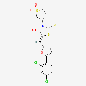 molecular formula C18H13Cl2NO4S3 B5467150 (5Z)-5-{[5-(2,4-DICHLOROPHENYL)-2-FURYL]METHYLENE}-3-(1,1-DIOXIDOTETRAHYDRO-3-THIOPHENYL)-2-THIOXO-1,3-THIAZOLIDIN-4-ONE 