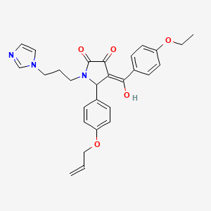 molecular formula C28H29N3O5 B5467153 (4E)-4-[(4-ethoxyphenyl)-hydroxymethylidene]-1-(3-imidazol-1-ylpropyl)-5-(4-prop-2-enoxyphenyl)pyrrolidine-2,3-dione 