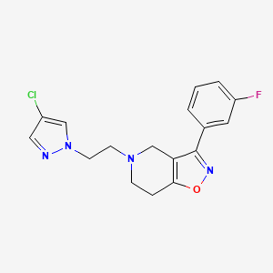 molecular formula C17H16ClFN4O B5467248 5-[2-(4-chloro-1H-pyrazol-1-yl)ethyl]-3-(3-fluorophenyl)-4,5,6,7-tetrahydroisoxazolo[4,5-c]pyridine 