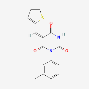 (5E)-1-(3-methylphenyl)-5-(thiophen-2-ylmethylidene)-1,3-diazinane-2,4,6-trione