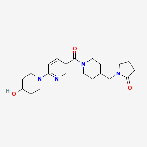 molecular formula C21H30N4O3 B5467281 1-[(1-{[6-(4-hydroxypiperidin-1-yl)pyridin-3-yl]carbonyl}piperidin-4-yl)methyl]pyrrolidin-2-one 