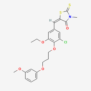 molecular formula C23H24ClNO5S2 B5467366 (5E)-5-[[3-chloro-5-ethoxy-4-[3-(3-methoxyphenoxy)propoxy]phenyl]methylidene]-3-methyl-2-sulfanylidene-1,3-thiazolidin-4-one 