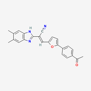 (2E)-3-[5-(4-acetylphenyl)furan-2-yl]-2-(5,6-dimethyl-1H-benzimidazol-2-yl)prop-2-enenitrile