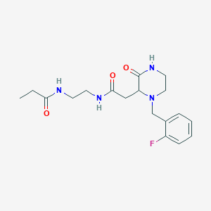 molecular formula C18H25FN4O3 B5467396 N-[2-({2-[1-(2-fluorobenzyl)-3-oxo-2-piperazinyl]acetyl}amino)ethyl]propanamide 