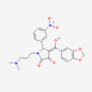 molecular formula C23H23N3O7 B5467468 4-(1,3-benzodioxol-5-ylcarbonyl)-1-[3-(dimethylamino)propyl]-3-hydroxy-5-(3-nitrophenyl)-1,5-dihydro-2H-pyrrol-2-one 